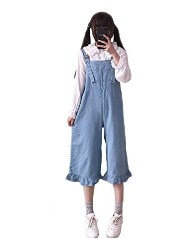 Himifashion Damen Jumpsuit Hose Vintage Loose Casual Baggy Ärmellos Overall Lang Breites Bein Strampler Playsuit, Ligh Blue, Medium von Himifashion