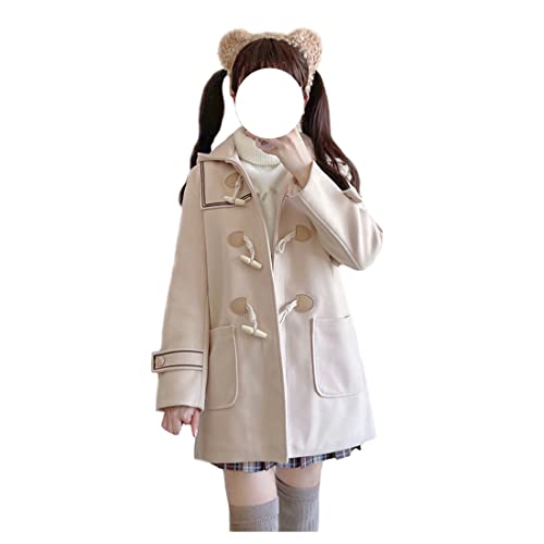 Himifashion Wintermantel für Teenager, japanische dicke, warme Wolle, Outwear mit Kapuze, beige, 42 von Himifashion