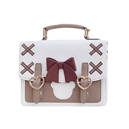 Lolita Messenger-Tasche für Mädchen, japanischer Stil, niedliche Schleife, Herzschnalle, Handtasche, lässige Kuriertasche, braun, One size von Himifashion