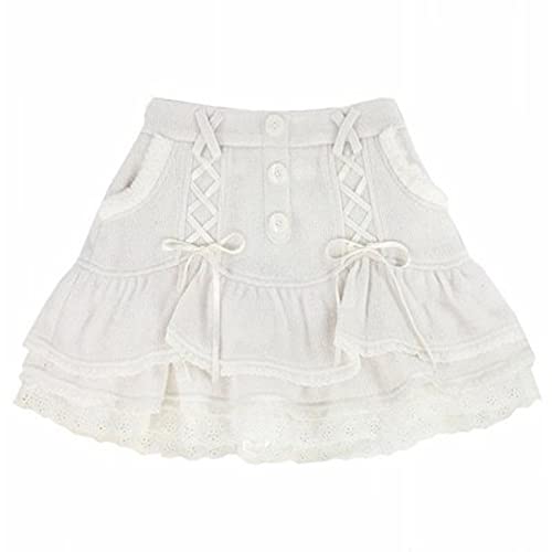 Mädchen Minirock Japanischer Stil Schnürung Bowknot Gestrickte Kuchen Röcke Teens Lolita Hohe Taille A-Linie Röcke, weiß, 36 von Himifashion