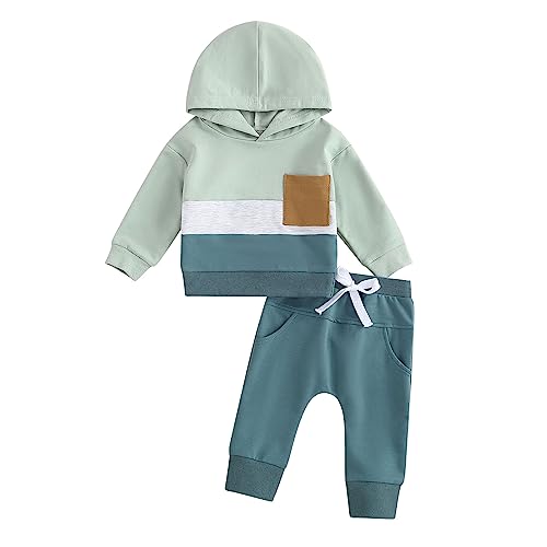 Himllauen Baby Jungen Kleidung Hoodie + Hose Zweiteiler Babykleidung Neugeborene Set 0-3 Jahre Kleinkind Outfit (B Blau, 18-24 Months) von Himllauen