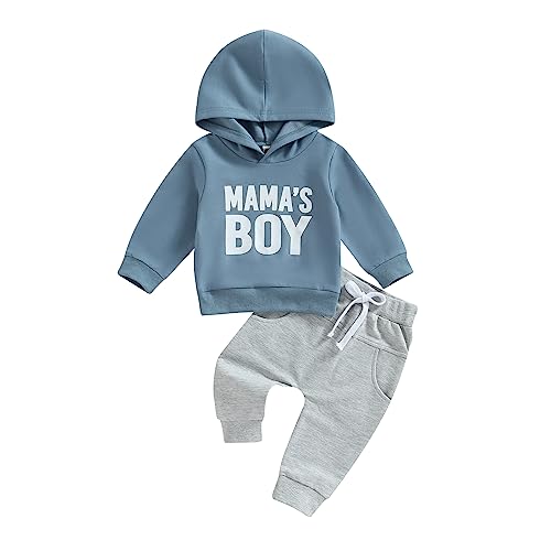 Himllauen Baby Jungen Mädchen Kleidung Hoodie + Hose Zweiteiler Babykleidung Neugeborene Set 0-3 Jahre Kleinkind Outfit (A1 Blau, 12-18 Months) von Himllauen