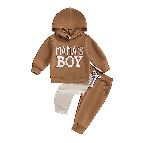 Himllauen Baby Jungen Mädchen Kleidung Hoodie + Hose Zweiteiler Babykleidung Neugeborene Set 0-3 Jahre Kleinkind Outfit (A1 Khaki, 0-6 Months) von Himllauen