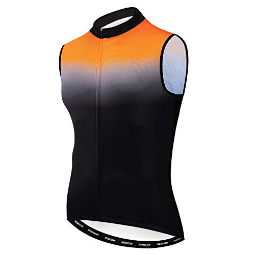 Fahrradweste für Herren, ärmellos, Fahrradtrikot, Orange/Abendrot im Zickzackmuster (Sunset Chevron), 3X-Groß von HimyBB