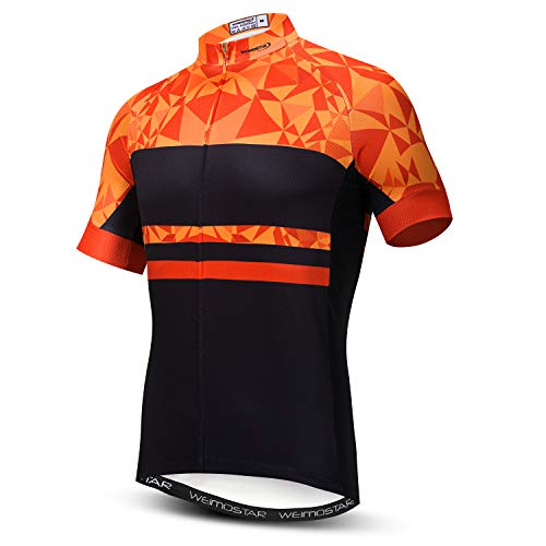 Herren Fahrradbekleidung Pro Team Kurzarm Radtrikot Sportbekleidung Classic, Orange, 3X-Groß von HimyBB