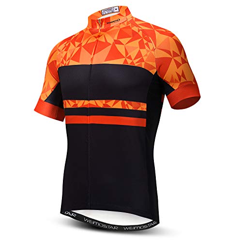 Herren Fahrradbekleidung Pro Team Kurzarm Radtrikot Sportbekleidung Classic, Orange, Groß von HimyBB
