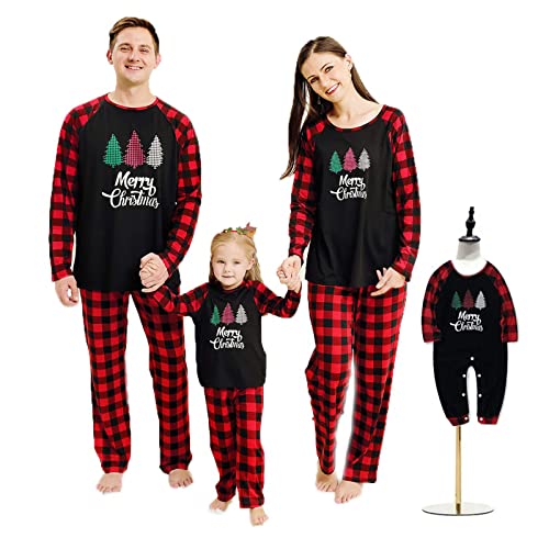 Christmas PJS Familien-Schlafanzug mit passendem Weihnachtsbaum und Karierter Hose, für Väter, Mütter, Kinder, Baby, Damen (2-3 Jahre, Kinder) von Hinzonek