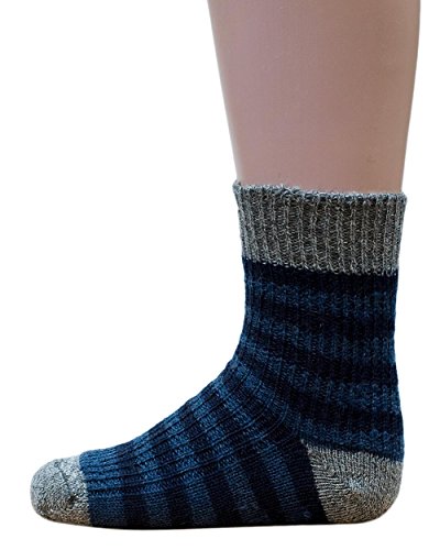 Hirsch Natur, Baby- und Kinder Ringelsocken aus 100% Wolle (KbT) (18-20, jeans/marine/grau) von Hirsch Natur