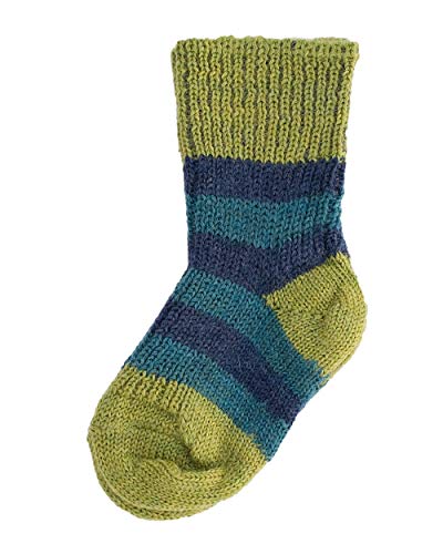 Hirsch Natur, Baby und Kinder Ringelsocken aus 100% Wolle (kbT) (23-24, Maigrün/jeans/petrol) von Hirsch Natur