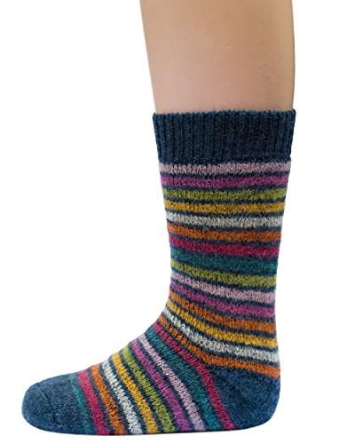 Hirsch Natur, Baby und Kinder Vollplüsch Ringelsocken, 100% Wolle (kbT) (18-20, blau/bunt-Geringelt) von Hirsch Natur