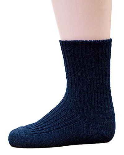 Hirsch Natur Grobstrick Socken, Strümpfe für Baby´s und Kinder aus 100% Bio Schurwolle (kbT) (31-32, Marine) von Hirsch Natur