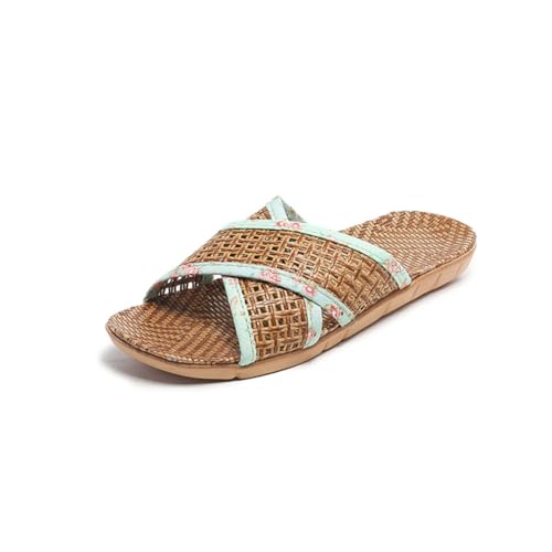 Hiseng Sommer Flachs Sandalen Damen Geflochtenes Seil Flach Schlappen Sandalen Pantoletten Traditionellem Römersandalen Männer Frauen Open Toe Slide Sandalen Strandsandalen von Hiseng