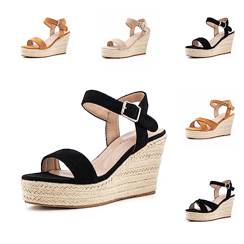 Hitmars Plateau Sandalen Damen Keilsandalen Espadrilles Keilabsatz Sandaletten Mode Peep Toe Strandsandalen Wedges Damen Sommerschuhe Schwarz EU 43 Hitmars Plateau Sandalen Damen Keilsandalen Espadrilles Keilabsatz Sandaletten Mode Peep Toe Strandsandalen Wedges Damen Sommerschuhe Schwarz EU 43 von Hitmars