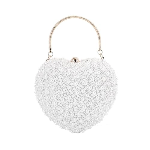 Hixingo Cocktail Abendtasche Elegante Tasche Clutch Bag für Frauen Mode Party Clutch Geldbörse für Hochzeit Parteien Abschlussball (Weiß,17x10x18cm) von Hixingo