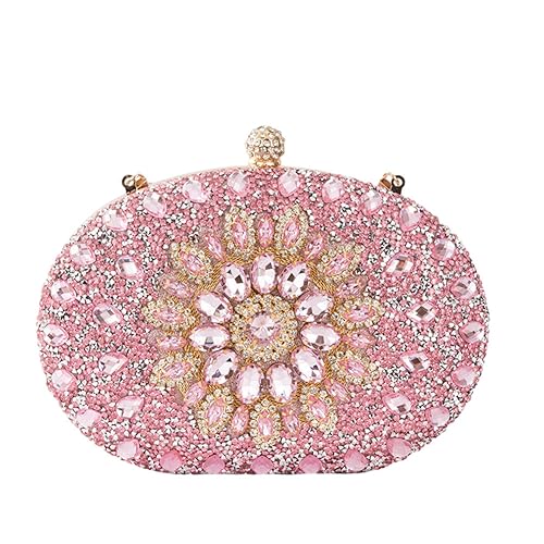 Hixingo Damen Cocktail Abendtasche Elegante Kette Tasche Clutch Bag für Frauen Kleine Glitzer Handtasche Party Clutch Geldbörse für Hochzeit Parteien Abschlussball (Rosa,21x13x5cm) von Hixingo