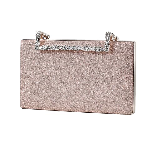 Hixingo Damen Cocktail Abendtasche Elegante Kette Tasche Clutch Bag für Frauen Kleine Glitzer Handtasche Party Clutch Geldbörse für Hochzeit Parteien Abschlussball (Roségold,19.4x12x3cm) von Hixingo