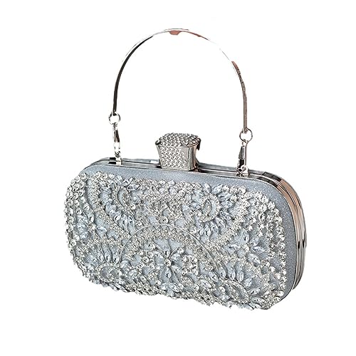 Hixingo Damen Cocktail Abendtasche Elegante Kette Tasche Clutch Bag für Frauen Kleine Glitzer Handtasche Party Clutch Geldbörse für Hochzeit Parteien Abschlussball (Silber B,19x11x6cm) von Hixingo