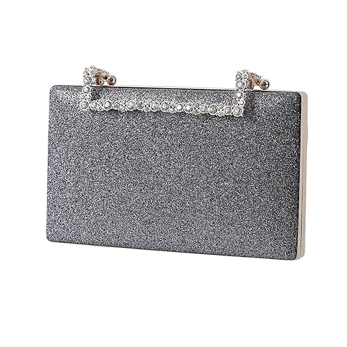 Hixingo Damen Cocktail Abendtasche Elegante Kette Tasche Clutch Bag für Frauen Kleine Glitzer Handtasche Party Clutch Geldbörse für Hochzeit Parteien Abschlussball (Silber grau,19.4x12x3cm) von Hixingo