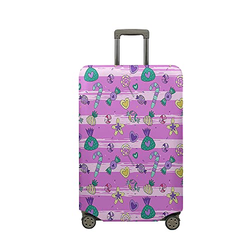 Hixingo Elastisch Kofferhülle Kofferschutzhülle, 3D Druck Koffer Schutzhülle Staubdichte Reisekoffer Hülle Trolley Case Schutzhülle Mädchen Reisegepäckabdeckung (Lila Streifen,S (18-20 Zoll)) von Hixingo