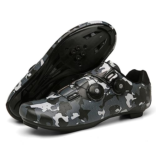 Hixingo Fahrradschuhe Herren Damen Camouflage MTB Radsportschuhe Rennradschuh Mountainbike Schuhe SPD/SPD-SL Kompatibles Fahrrad Schuhe Atmungsaktive Outdoor-Radschuhe von Hixingo