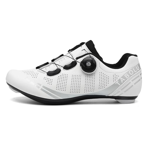 Hixingo Fahrradschuhe Herren Damen MTB Radsportschuhe Rennradschuh, Mountainbike Schuhe Sneaker Atmungsaktive Outdoor-Radschuhe Fahrrad Schuhe, SPD/SPD-SL Kompatibles, Weiß, 43 EU von Hixingo