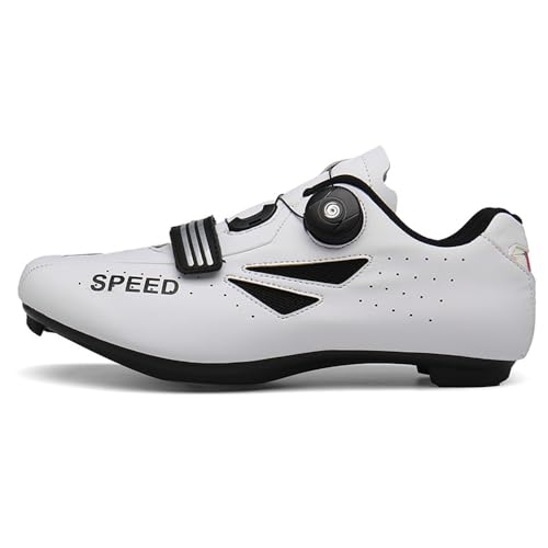 Hixingo Fahrradschuhe Herren Damen MTB Radsportschuhe Rennradschuh, Weiß Mountainbike Schuhe Sneaker Atmungsaktive Outdoor-Radschuhe Fahrrad Schuhe, SPD-SL/SPD Kompatibles, 38 EU von Hixingo