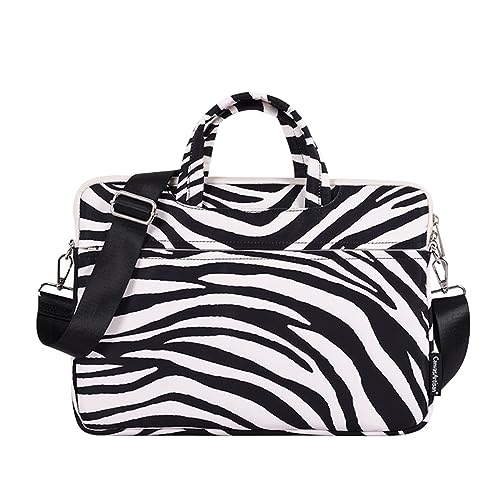 Hixingo Laptop-Handtasche für Frauen 13 14 15 Zoll Zebradruck Aktentasche Große Computer-Umhängetasche Professionelle Arbeitstasche Messenger Bag Laptoptasche Schultertasche Kompatibel (15 Zoll,B) von Hixingo