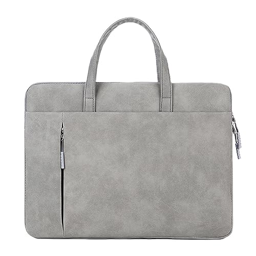 Hixingo Laptop-Handtasche für Frauen 13 14 15.6 Zoll PU Wasserdichtes Aktentasche Arbeitstasche Computer-tasche Tragbare Bag Laptop-Schutzhülle Laptoptasche (15-15.6”,hellgrau) von Hixingo