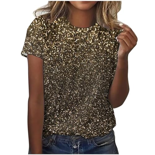 Oberteil Damen Glitzer Oberteile Kurzarm Rundhals Lockeres Tops Elegante Blusen Tunika Party Kurzarmshirt Pailletten Festliche Vintage T-Shirt Metallic Grosse Groessen Glitzershirt Oberteil Damen Glitzer Oberteile Kurzarm Rundhals Lockeres Tops Elegante Blusen Tunika Party Kurzarmshirt Pailletten Festliche Vintage T-Shirt Metallic Grosse Groessen Glitzershirt von Hkdjaess