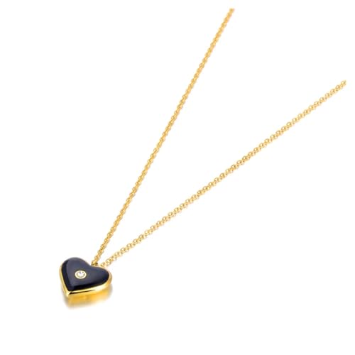 Halskette Ketten Schmuck Herren Frauen Anhänger Necklace Romantische Weiß/Schwarze Herz-Anhänger-Mode-Party-Damen-Geschenk-Halskette N22193G-Schwarz von Hmsanase