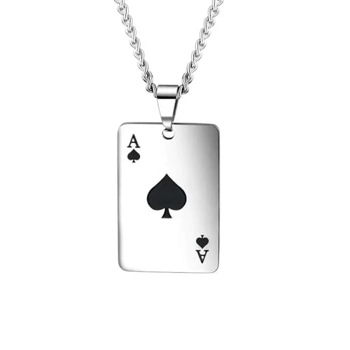 Halskette Ketten Schmuck Herren Frauen Anhänger Necklace Statement-Halskette Mit Poker-Anhänger Für Herren, Schwarz von Hmsanase