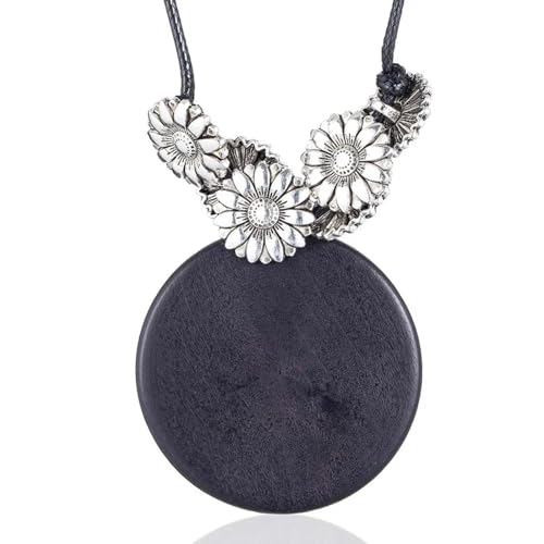 Halskette Ketten Schmuck Herren Frauen Anhänger Necklace Vintage Für Frauen Lange Halskette Goth Ketten Blumenaufhängung Schwarz von Hmsanase