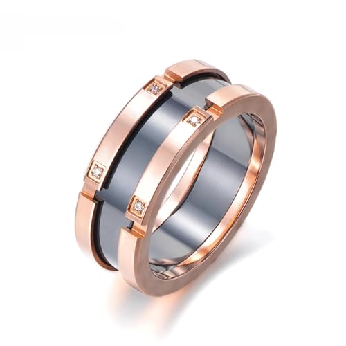 Hmsanase Ring Ringe Damen Bijouterie Herren Ehering Kristall Schwarz/Weiß Ringe Für Damen 9 R17039R-Schwarz von Hmsanase