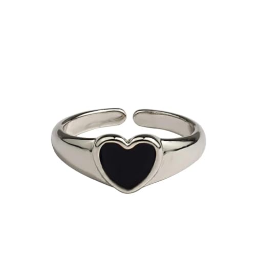 Hmsanase Ring Ringe Damen Bijouterie Herren Glatte Schwarze Herzringe Für Frauen. Schöne Offene Fingerringe Für Party. Schwarz von Hmsanase