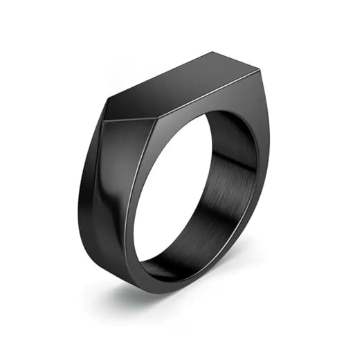 Hmsanase Ring Ringe Damen Bijouterie Herren Quadratischer Band-Ring Mit Flacher Oberseite, Vintage, Rustikal, Für Damen Und Herren, 7, Schwarz von Hmsanase