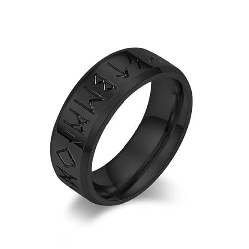 Hmsanase Ring Ringe Damen Bijouterie Herren Ring Einfache Buchstaben Rune Worte Ringe Für Männer Frauen 7 Schwarz von Hmsanase