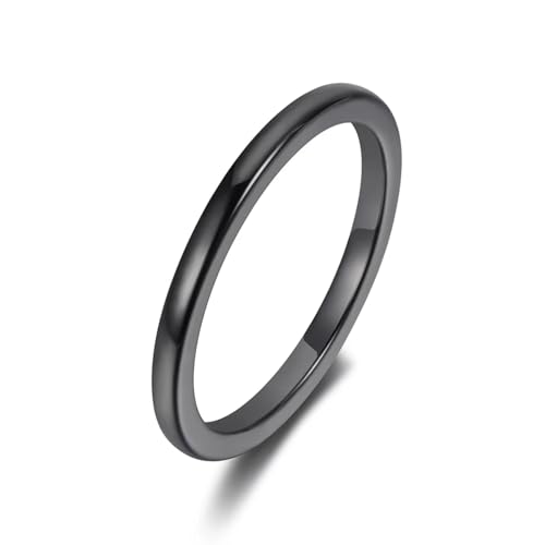 Hmsanase Ring Ringe Damen Bijouterie Herren Schwarz-Weiße Ringe, Klassische Hochzeits- Und Verlobungsringe Für Damen, 6 R19052-Schwarz von Hmsanase