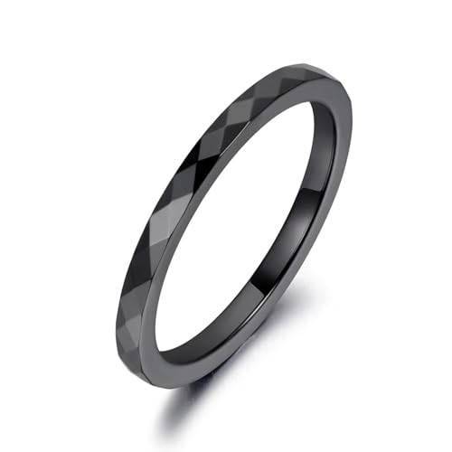 Hmsanase Ring Ringe Damen Bijouterie Herren Schwarz-Weiße Ringe, Klassische Hochzeits- Und Verlobungsringe Für Damen, 9 R19051-Schwarz von Hmsanase