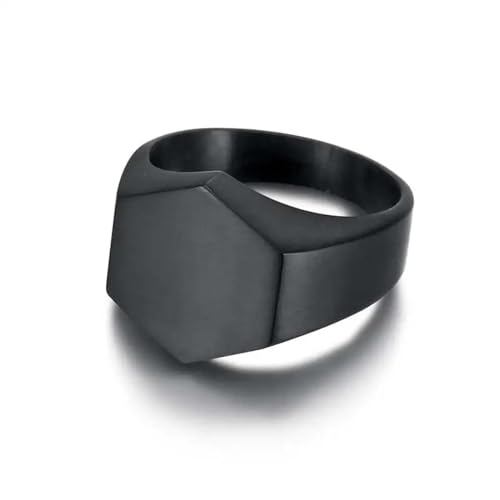 Hmsanase Ring Ringe Damen Bijouterie Herren Sechseckiger Ring Mit Flacher Oberseite Für Männer, 3 Farben, Klassische Herrenringe, Geschenk Für Männer, 10, Schwarz von Hmsanase