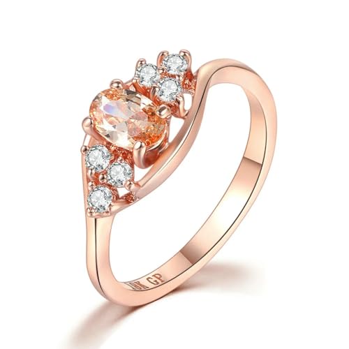 Hmsanase Ring Ringe Damen Bijouterie Herren Verlobungsringe, Ovale Kristallringe Für Damen, Fingerringe Für Damen, Hochzeit, 5 Orange von Hmsanase