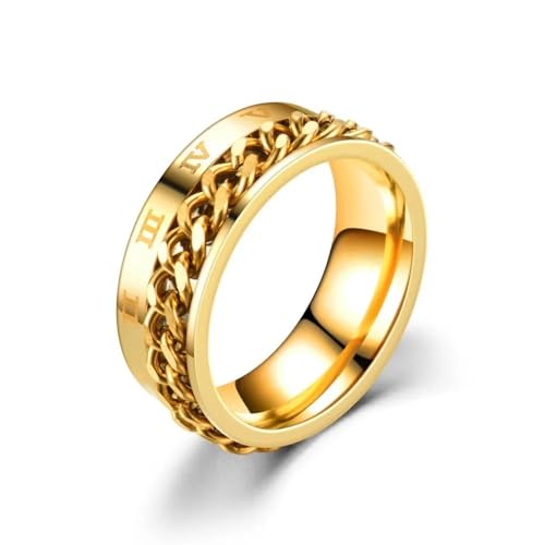 Ring Ringe Damen Bijouterie Herren Mode 8Mm Kette Spinner Ringe Für Frauen Männer Vintage Runen Ringe Retro Amulett Geschenke 11 Bgold von Hmsanase