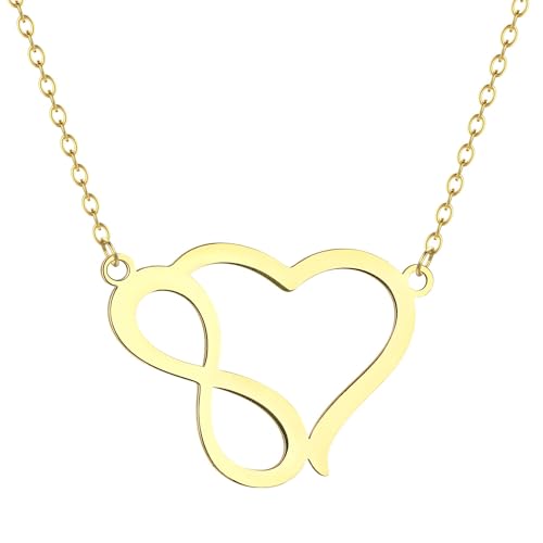 Trend Halskette Ketten Schmuck Herren Frauen Anhänger Necklace Exquisite Modische Ohrringe, Handgefertigte Herz-Unendlichkeits-Halskette – Minimale Herz-Halskette, Geburtstagsgeschenk Für Liebhabe von Hmsanase