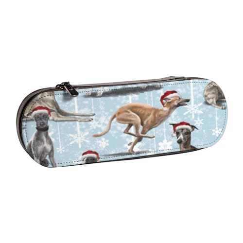 Hnnkloy Leder-Federmäppchen-Organizer zur Aufbewahrung von Schreibwaren, The Christmas Whippet Hnnkloy Leder-Federmäppchen-Organizer zur Aufbewahrung von Schreibwaren, The Christmas Whippet von Hnnkloy