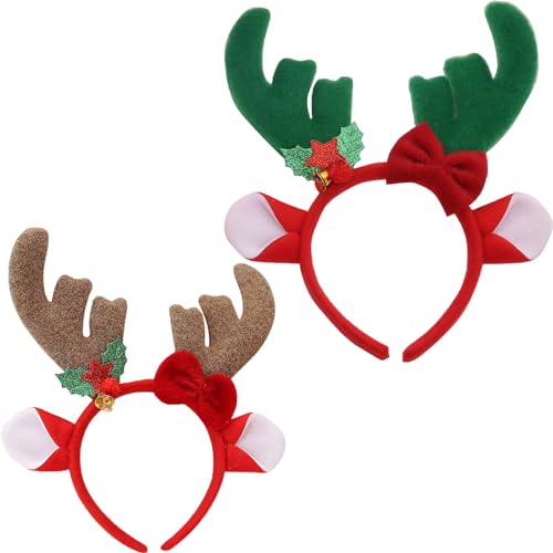 2PCS Rentier Geweih Haarreif Weihnachte, Haarbänder für Hirschgeweih, Rentier Rentier Stirnband Tiara, Hirschgeweih, Tier Hörner, Elch Stirnband Kopfbedeckung Fasching Karneval Weihnachtsdeko (#B) von HoGeGe