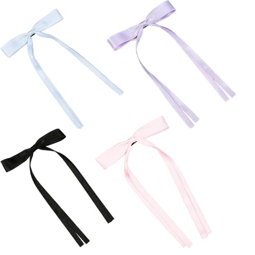 8PCS Hair Ribbon Bow Clips, Schleifen Clips für Mädchen, Farbig Schleifen Haarspangen Quastenband Bogen Haarspangen Schleifen Haarspangen, Für Kleinkinder Teenager Kinder (4St) von HoGeGe