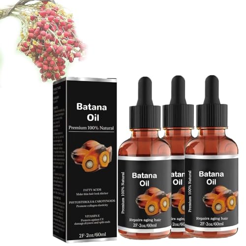 Batana Oil Organic for Healthy Hair, Batana Öl für Haarwachstum, 100% Natürlich, Fördert die Haarwäsche für Männer und Frauen, Verstärkt die Ausstrahlung von Haaren und Haut 60ml (3PC) von HoGeGe