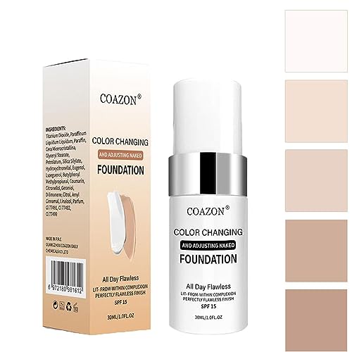 Farbwechsel-Grundierung für Alternde Haut, Farbwechselnde Foundation, Concealer Abdeckung Makelloses Color Changing Foundation Warmen Hautton Grundierung (1PC) von HoGeGe