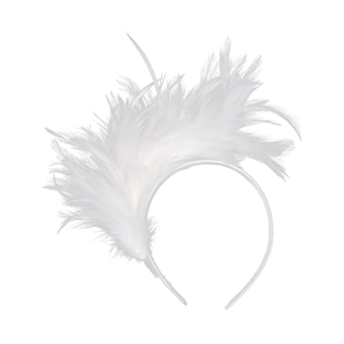 Generisch 1920s Stirnband, Feder Stirnband, 20er Stil Haarband Retro Haarband Karneval Kopfschmuck, Haarreif Fascinator Stirnbänder, Prom Queen Kopfbedeckung für Karneval Party Halloween (Weiß) von HoGeGe