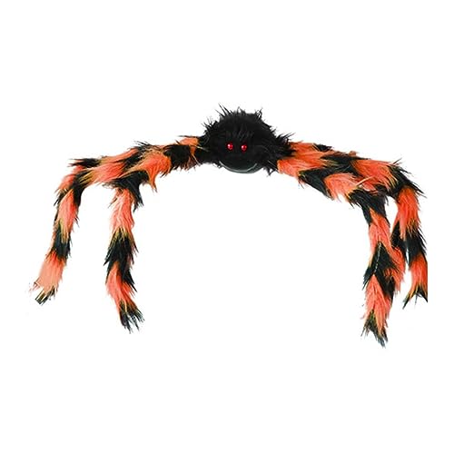 Halloween Deko, 75cm Halloween Riesenspinne, Pelzige Plüschspinnen, Haarige Spinne, Spinnennetz Halloween GroßEr Riesen Spinne Halloween SpinnwebenHorror Halloween Deko Set (Orange) von HoGeGe