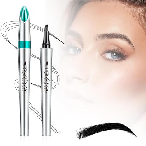 Magic Eyebrow Pencil, Wasserfester Microblading-Stift für Augenbrauen, Konturierungsstift, Präziser Brauenstift mit 4 Spitzen, Fine Stroke Microblading Augenbrauenstift für Natürliche (Schwarz) von HoGeGe